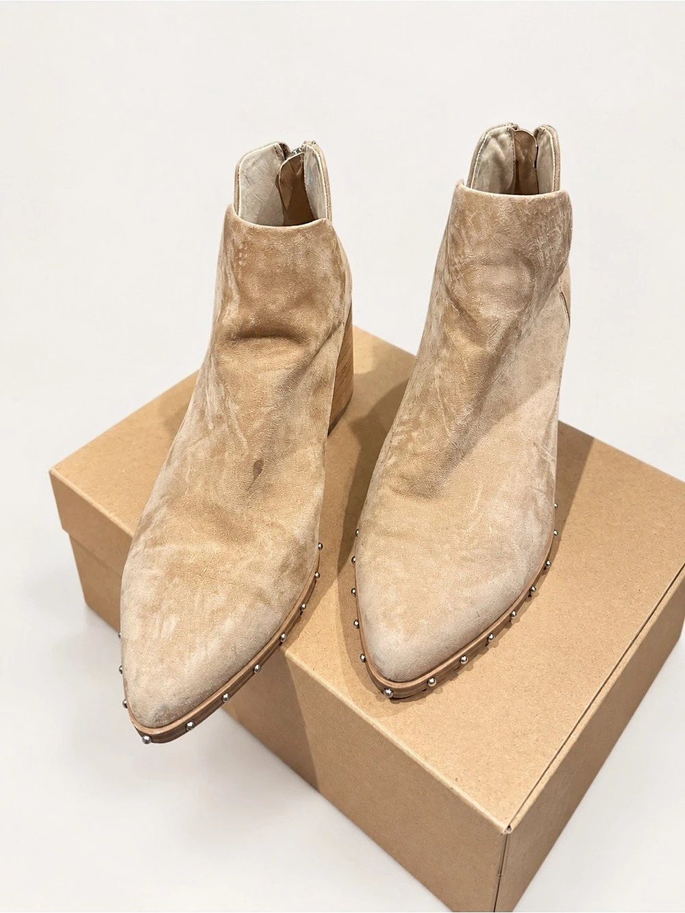 Steve Madden Studded Pointed-Toe Ankle Boots in Brown
